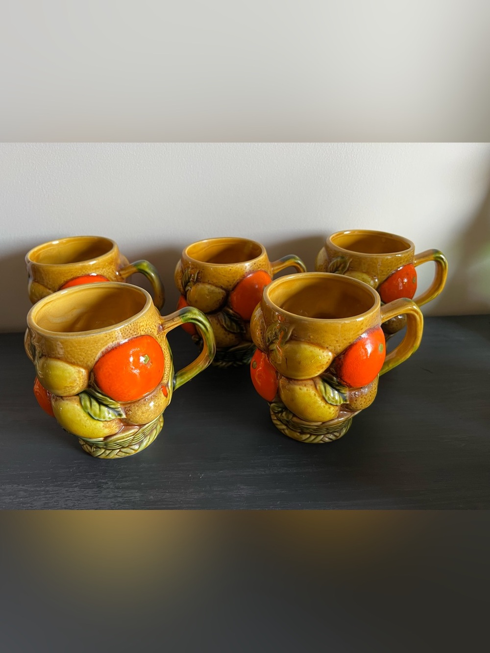 5 Vintage Inarco Japan Orange Spice Mugs